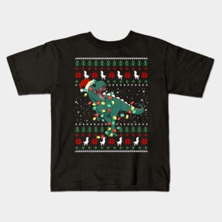 I Want A Dinosaur For Christmas Ugly Sweater Xmas Kids T-Shirt